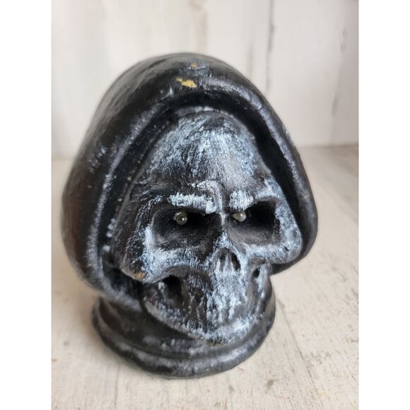 Black skeleton head red flashing eye Halloween vintage prop decor - Picture 3 of 11